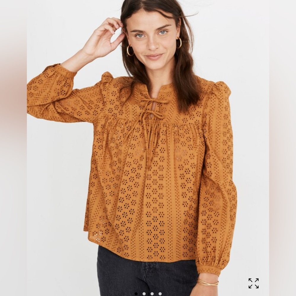 Madewell Eyelet Double-Tie Peasant Top Size XL